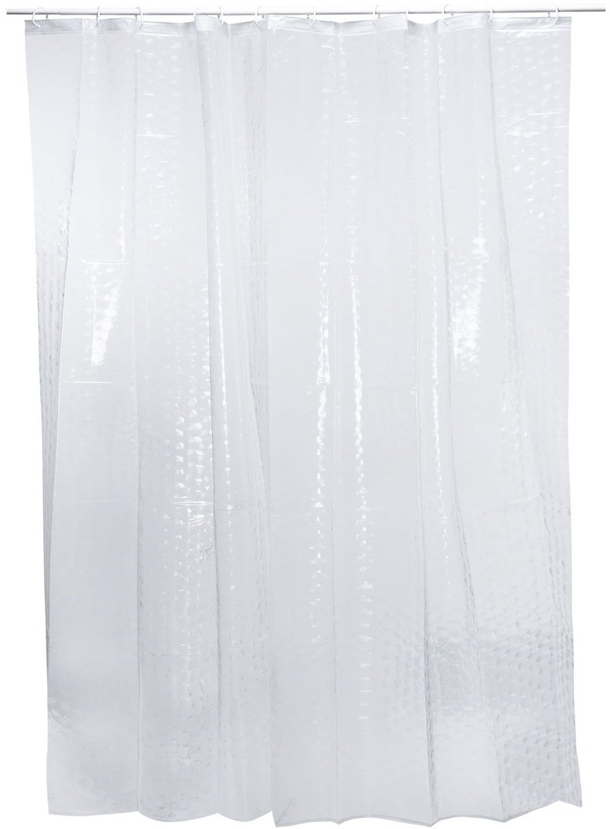 Douchegordijn Badgordijn; Waterdicht, Wasbaar Anti-Mould 100% Polyester Badgordijn voor Badkuip & Douchebak (Transparant)