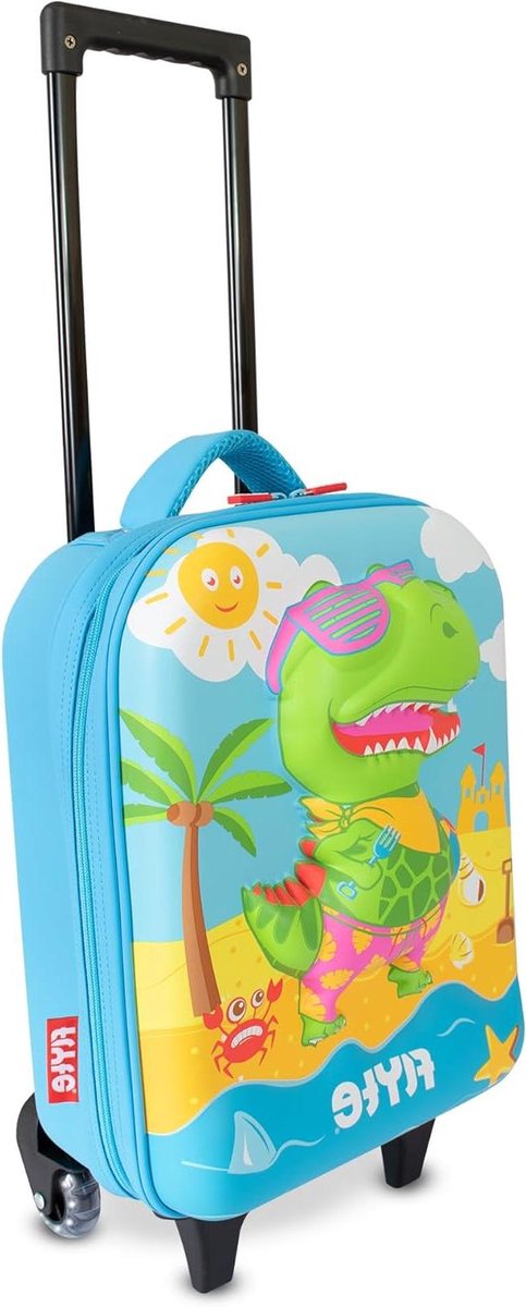 Dino Koffer - Kinderkoffer Handbagage - Reizen met kinderen - 3D Design LED wielen