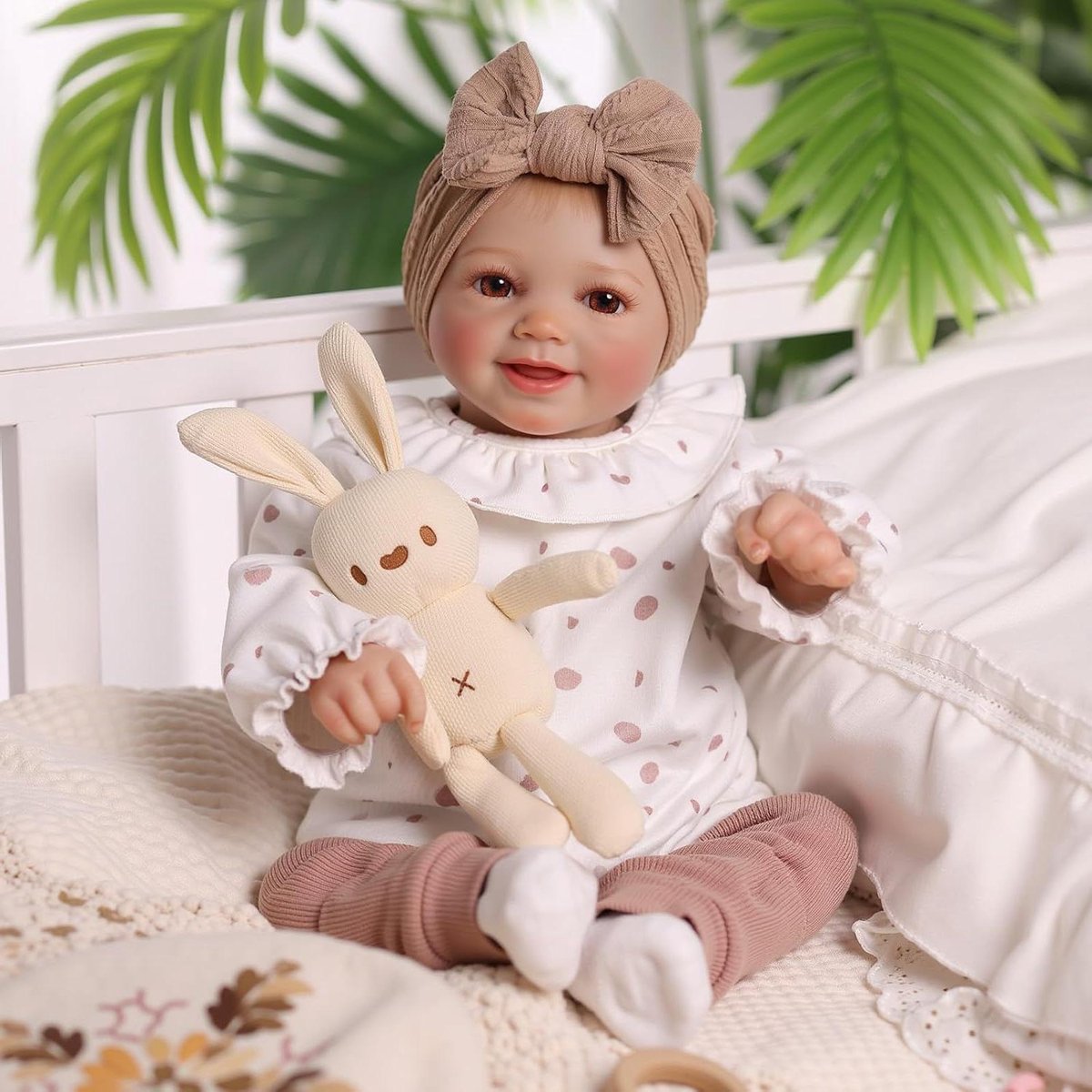 Reborn Babypop - Levensechte pop - Rollenspel stimuleren - Zacht stoffen lichaam - 43 cm - Wit