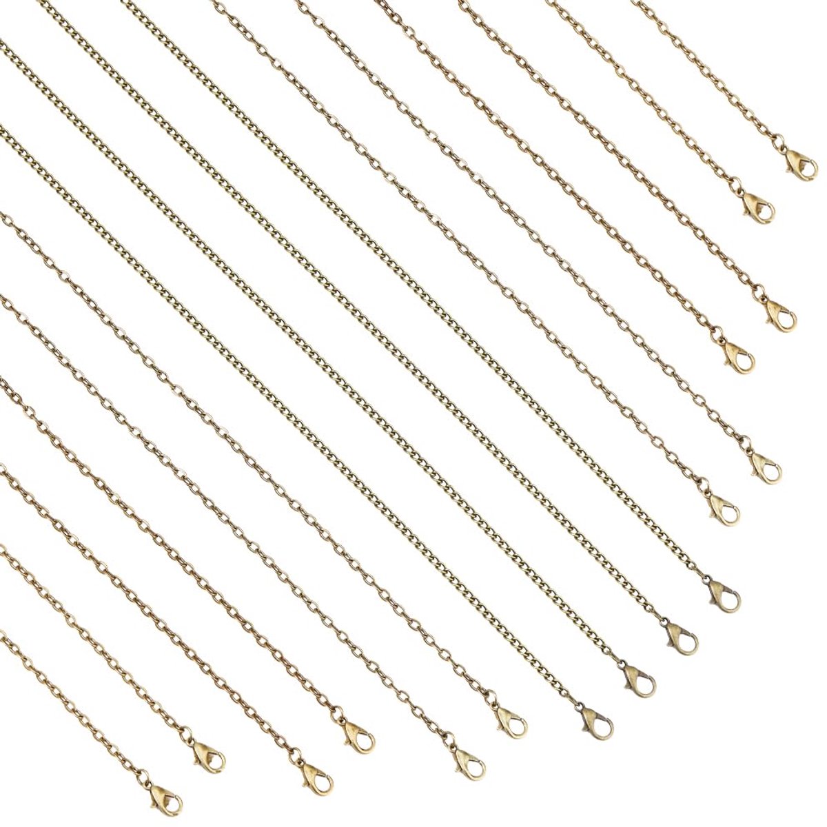 16Pcs 4 Maten Antieke Bronzen Kettingen Ijzeren Ketting Kettingen Set Messing Kabel Kettingen Pack Brons Plated Ketting Ongelaste Bevindingen Met Kreeft Sluitingen voor DIY Sieraden Maken