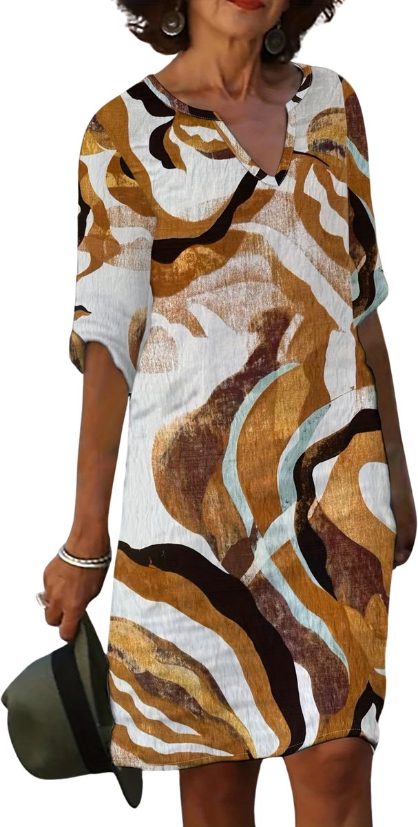 Currero Zomerjurk Dames Zomerjurken Volwassenen Vrouwen Midi Jurk Ibiza Stijl Sundress Dress A M Bruin