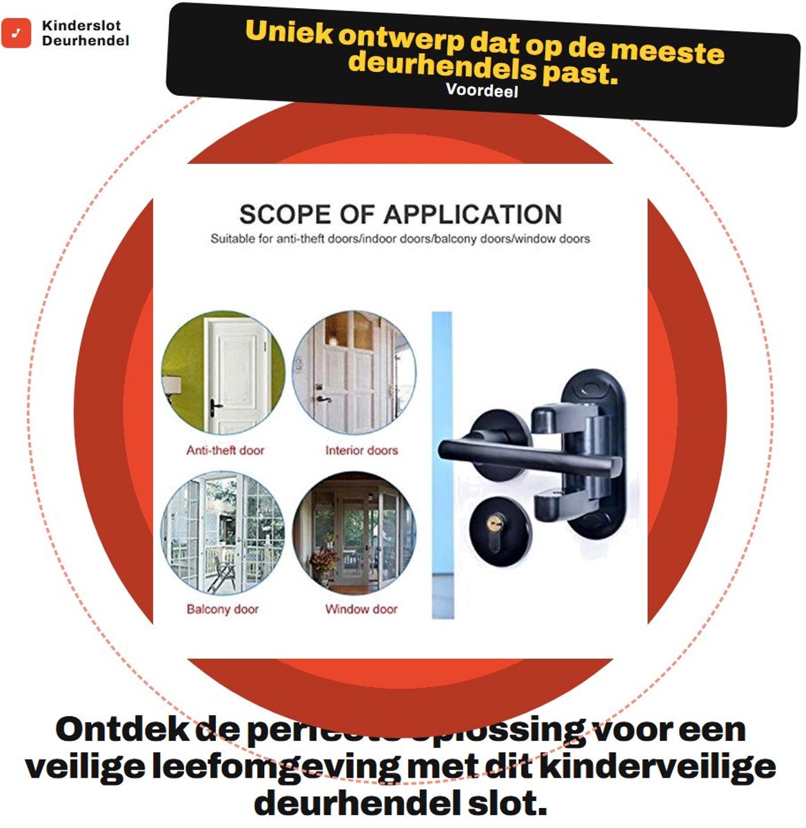 Dailygoods- Deurslot Kinderveilig - Deurhendel Vergrendeling - Rotatie Ontwerp - 2 Stuks - ABS Materiaal - Geen Boor/Niet Giftig - Veiligheidsslot