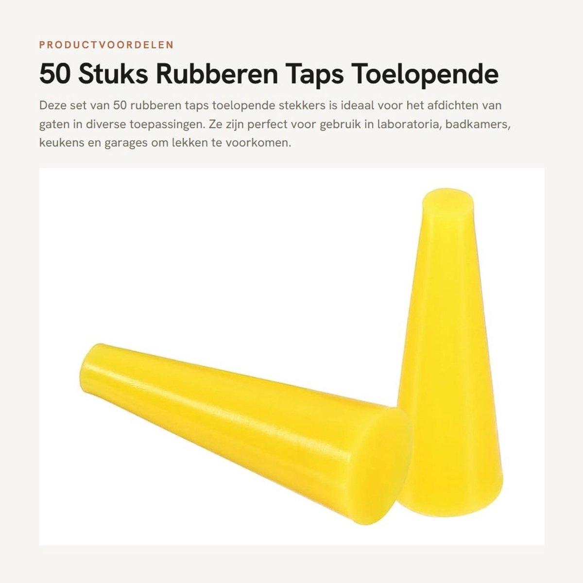Dailygoods- Rubberen Stop 50 Stuks - Taps Toelopende Stop - Siliconen Plug - Afdichting voor Gaten - Laboratoriumplug - Duurzaam Materiaal - Laboratoriumstop
