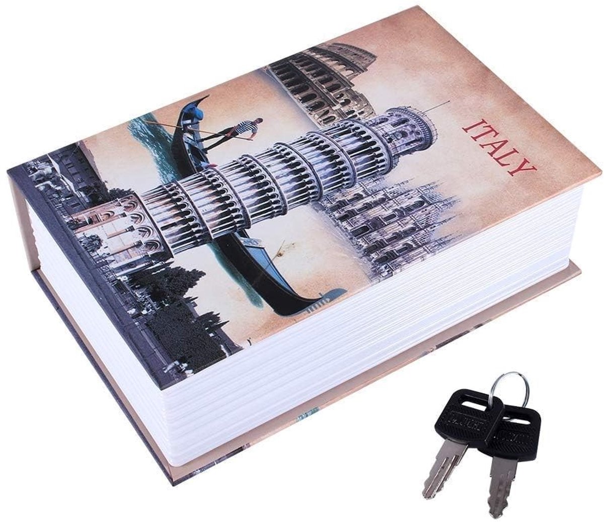Dailygoods - Diversion Boek Geheime Kluis 2 Sleutels Kleine Verborgen Kluis Veiligheidsdoos Draagbare Woordenboek Lock Box Kluis voor Geld, Sieraden, Paspoort en andere Waardevolle Zaken(Italian)