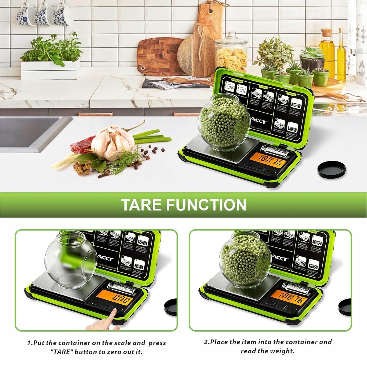 Digitale Precisie Schaal - Chartreuse - Mini Weegschaal tot 200 g - Nauwkeurige Weegschaal met LCD-scherm - Voor Sieraden en Voedsel