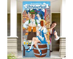 Grote stoffen fotobooth-achtergrond - Feestdecoraties en fotoprop - Grappige spelbenodigdheden voor Beierse Bierfestival in Oktoberfest-stijl - 6 x 0,9 m