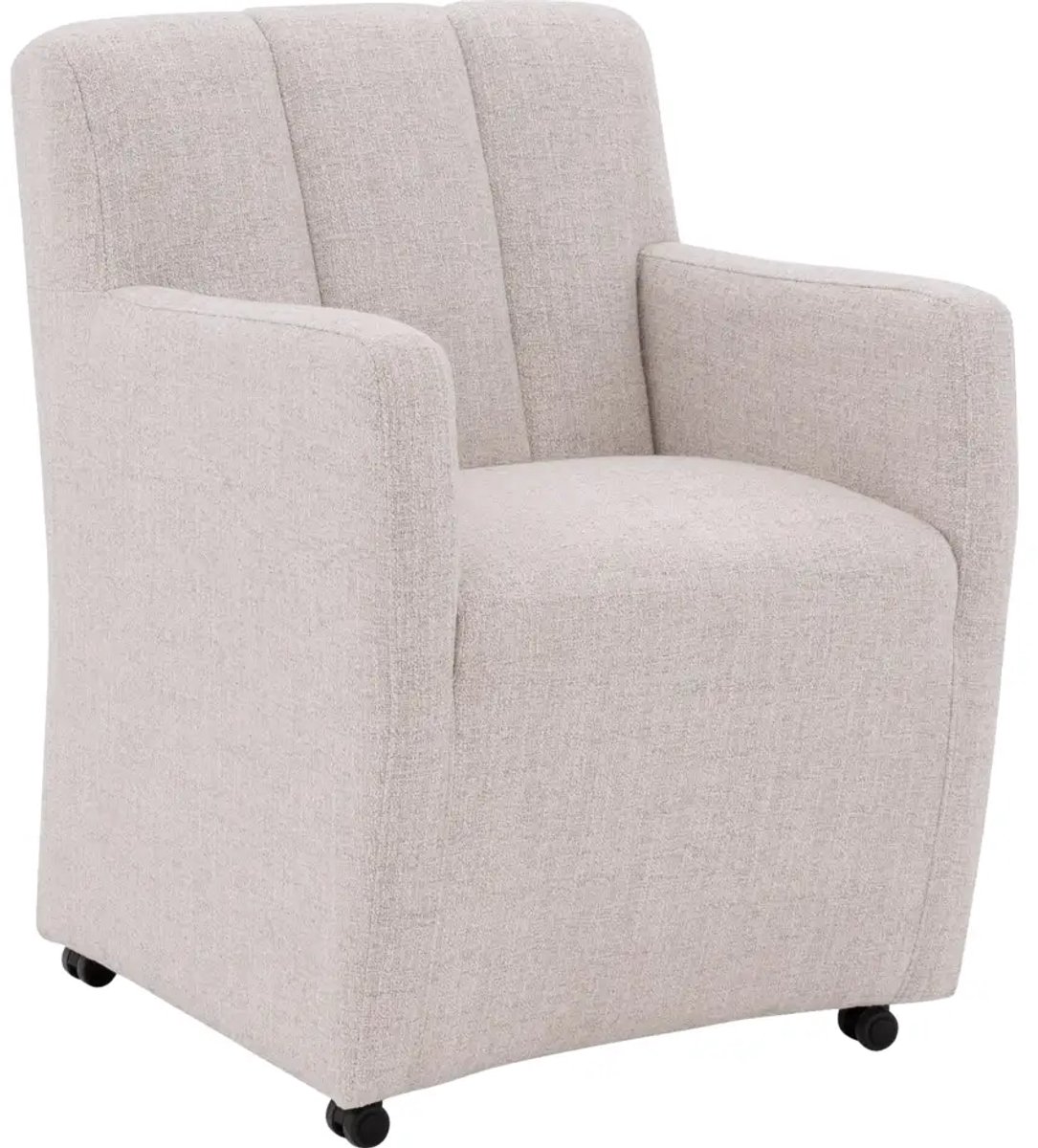 Goossens Eetkamerstoel Lewise - Met Armleuning - Stof - Beige