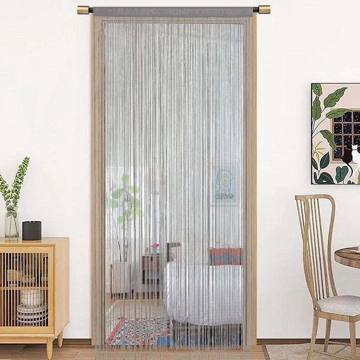 Deurgordijn Stof - Paneelgordijn Kamerverdeler - Woonkamer Decoratie - Zelf Op Maat Te Knippen - 90x200cm - Grijs