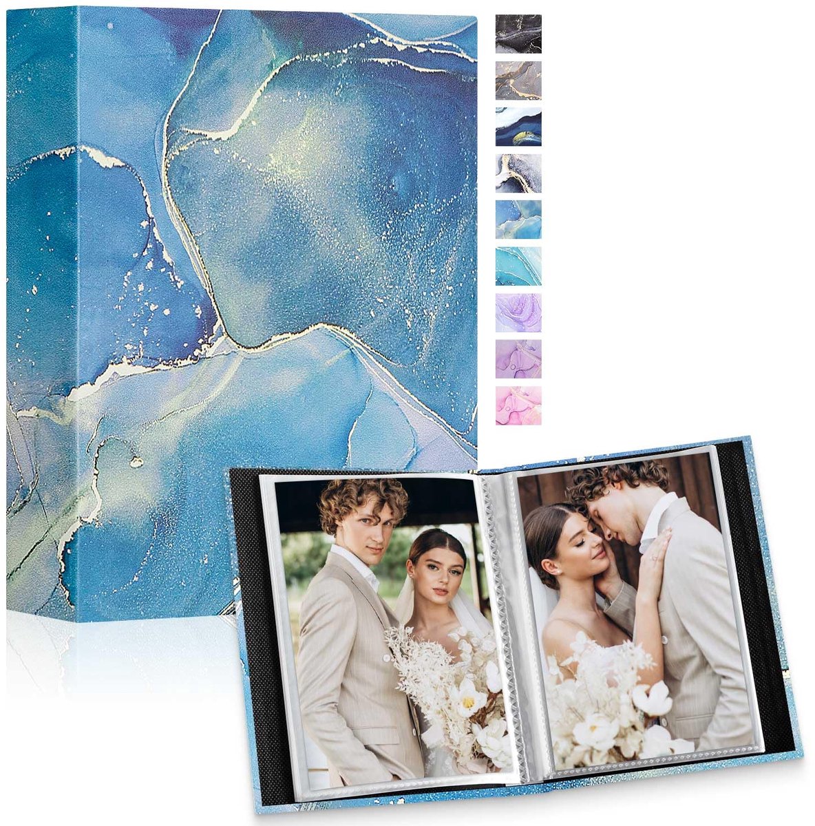 Set van 2 Fotoalbums voor 10x15 cm Foto's in Blauw en Goud