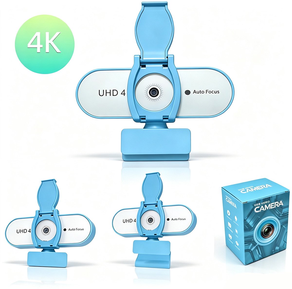 4K Webcam met Autofocus en Microfoon – USB Webcam met Privacy Cover – 3840×2160 – Plug & Play – Groothoek Webcam voor PC, Laptop, Windows en Mac