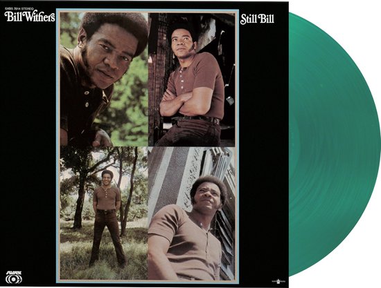 De albumhoes van Bill Withers' "Still Bill" toont vier foto's van de artiest, die een bruin shirt met knopen draagt.