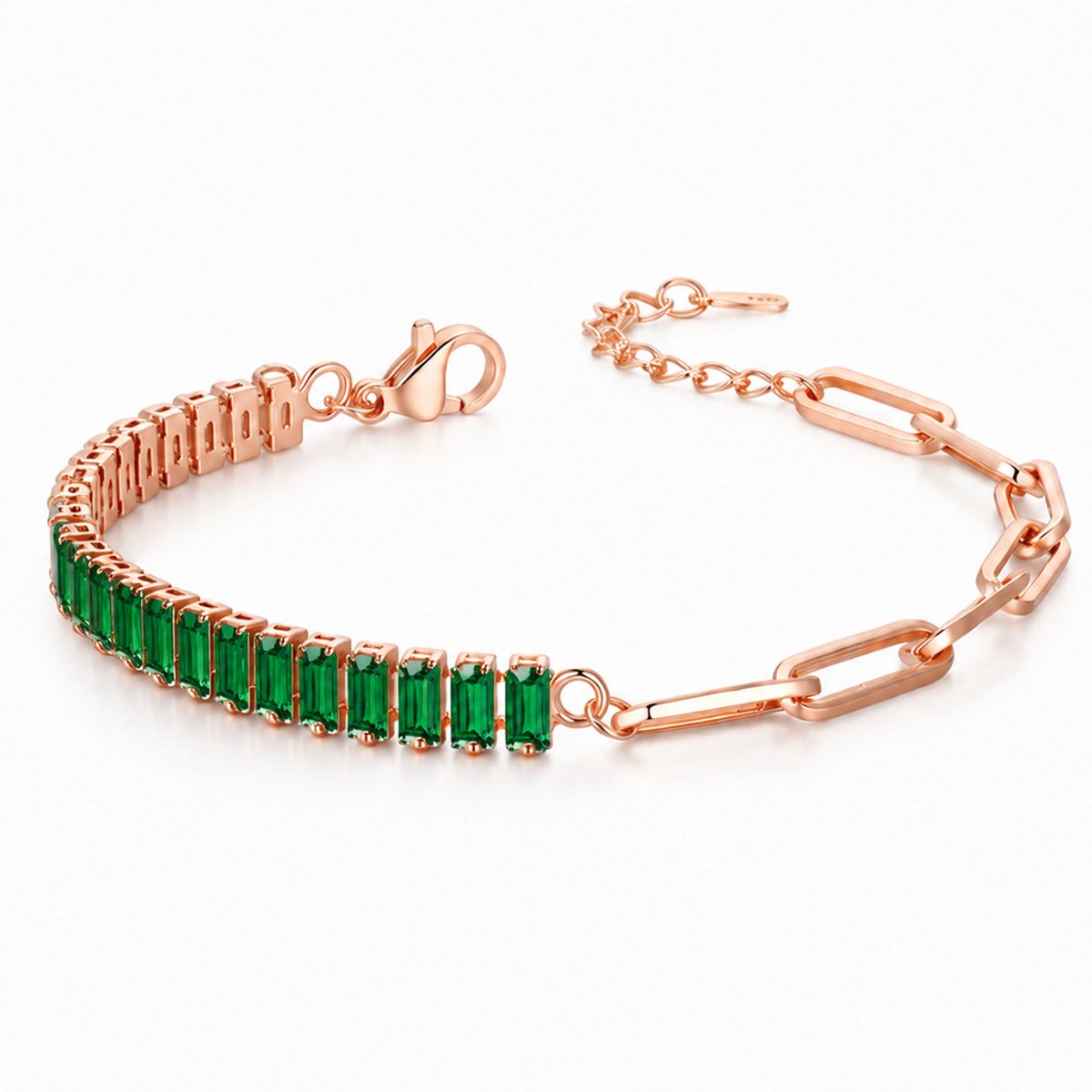 LGT JWLS - Dames armband - Schakelarmband - Groene zirkonia