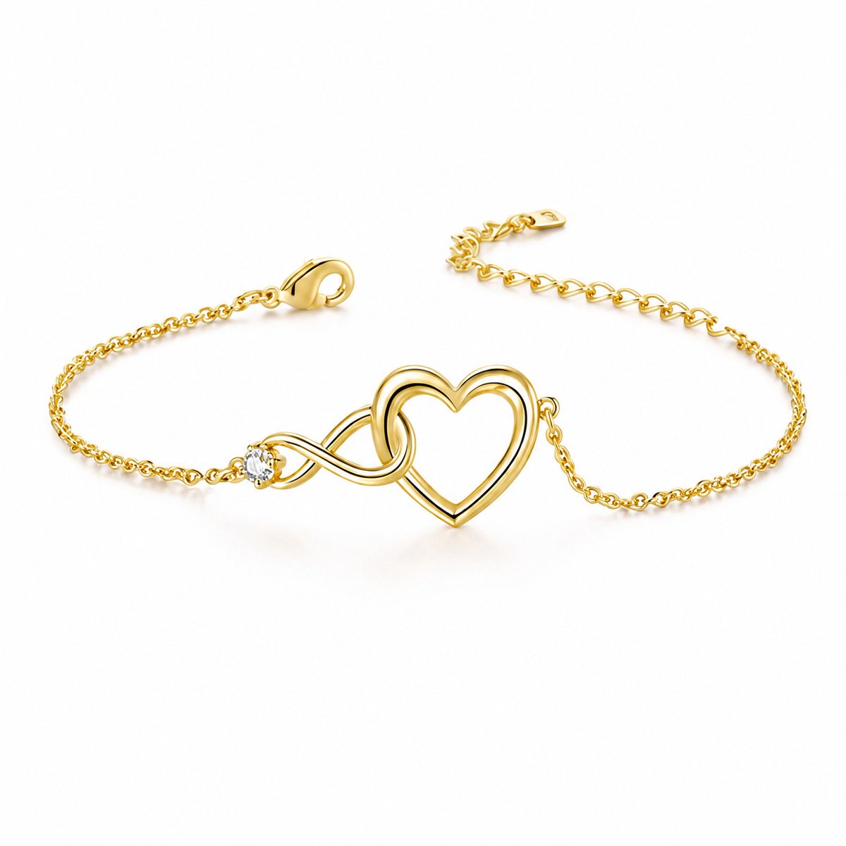 LGT JWLS - Dames armband - Goudkleurig - Hart en infinity