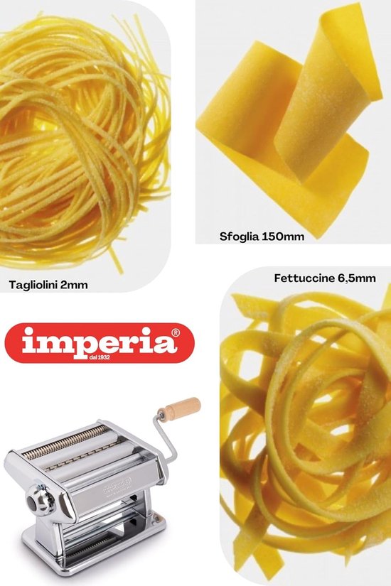 Pastamachine Handmatig - Deegmaker Lasagne - Verse Pasta Maken - 3 Ingebouwde Sneden - 150 mm Breed - Chroom van Pastamachine — afbeelding 5