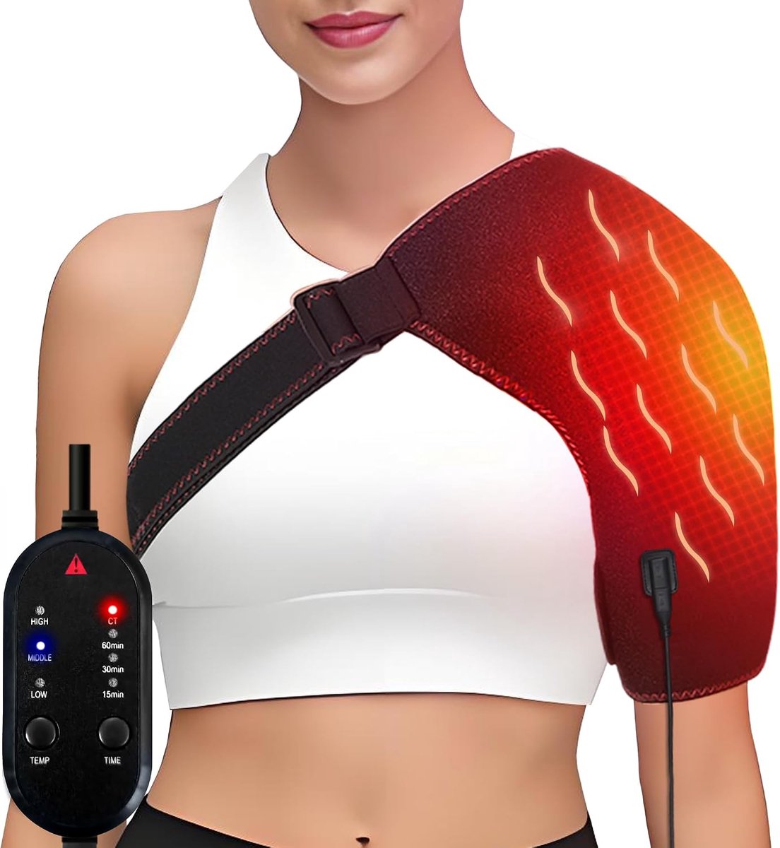 Verwarmingskussen Schouder MELVRA – 3 Warmtestanden – Schouderbandage – Links/Rechts – Maat S/M – 3 m Kabel