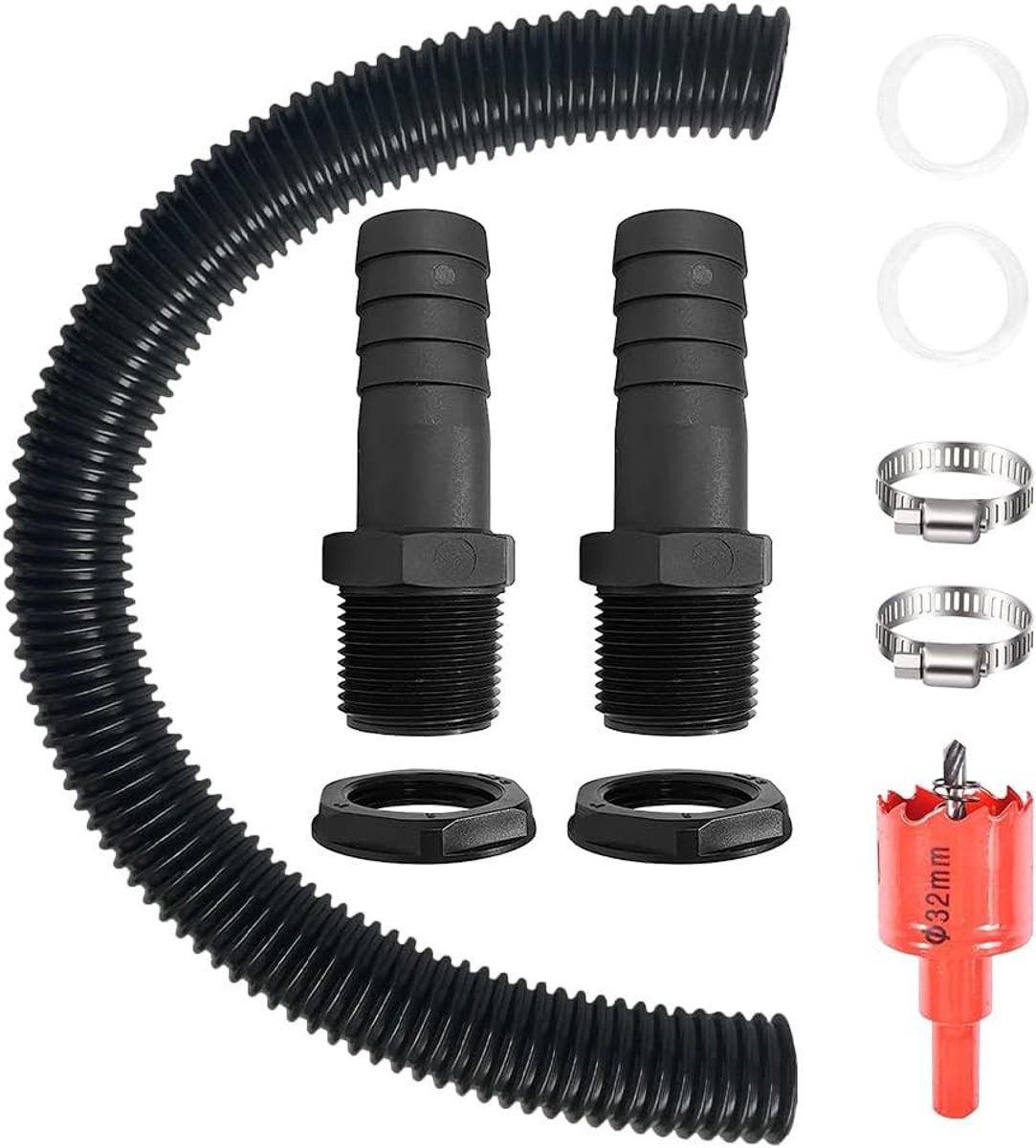 Regenton Verbindingsset - Geen Kleur - 50 cm - Duurzaam Kunststof - Voor Regentonnen en Watertanks