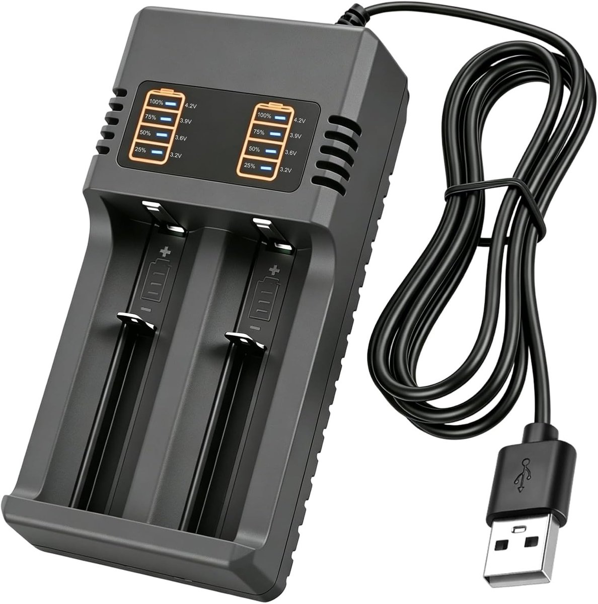 Oplader - Zwart - Universele Intelligente Acculader voor Li-Ion Batterijen - Voor Diverse Accu's tot 4,2 V