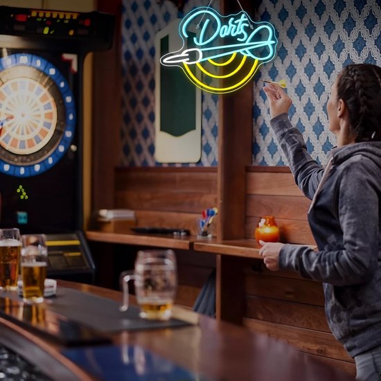 Neon bord darts bar led-bord - dartspel muurdecoratie voor speelkamer en kroeg — afbeelding 4