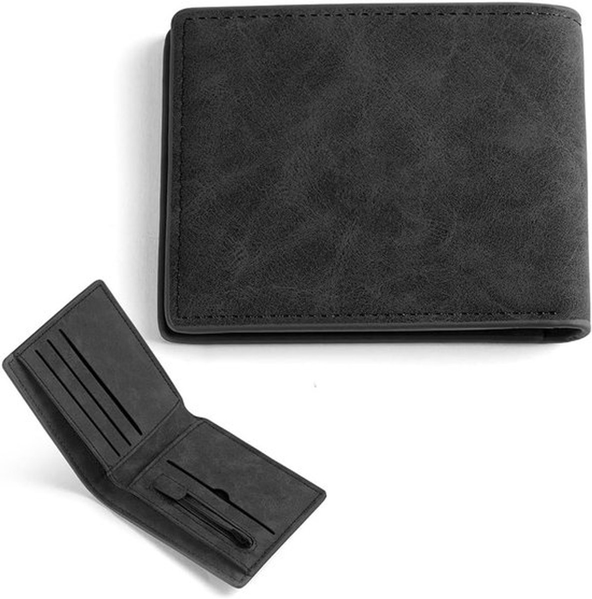 Leren creditcardhouder voor mannen en vrouwen, slanke portefeuille voor werk, reizen en dagelijks gebruik, zwart
