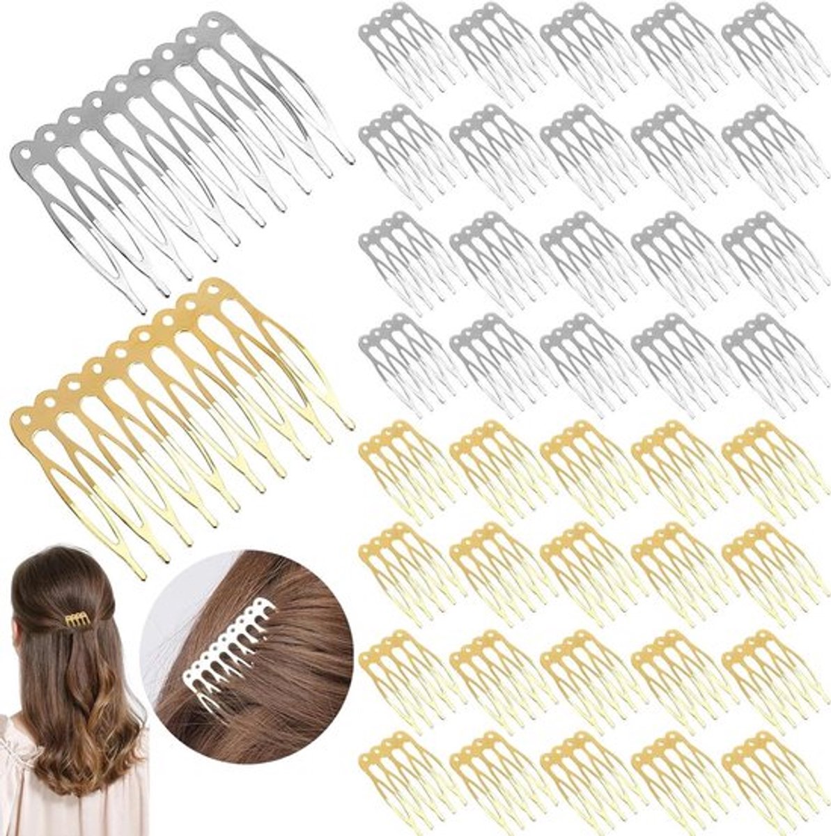 Steekkam voor Dames - Haaraccessoires van Metaal - Goud en Zilver - Voor Vrouwen en Meisjes - 42 stuks