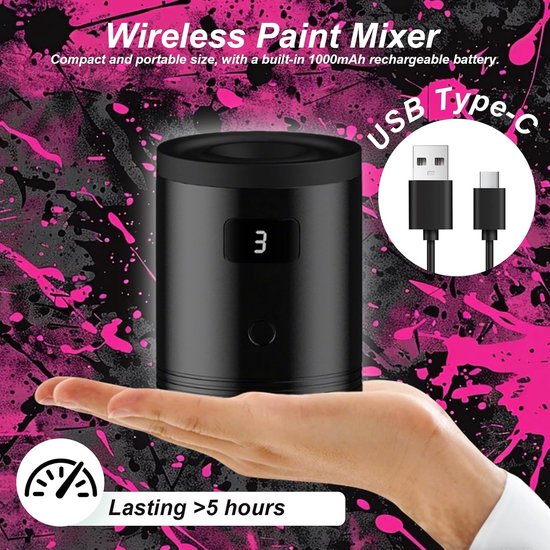 Mini Vortex Mixer - Kleurmenger Verfmixer - Vloeistoffen Snel Mengen - 3-Traps Snelheidsregeling - 10 x 8 x 8 cm — afbeelding 5