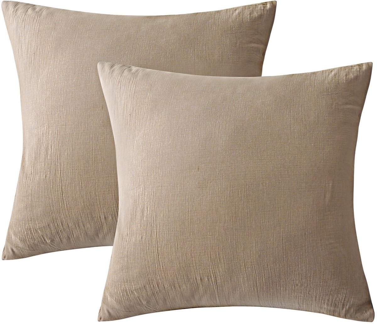 Dubbellaags Musselin Kussenhoezen 30x30 cm, Beige, 2 Stuks