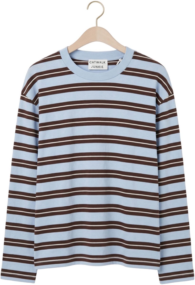 Catwalk Junkie Striped Long Sleeve Tops & T-shirts Dames - Shirt - Lichtblauw - Maat 42