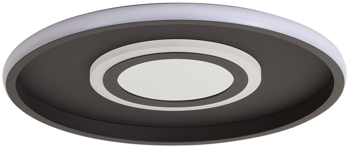 Qazqa led moderne plafondlamp, plafonniere - Frini - zwart, rond, 40cm, ideaal als home-office, kantoor, hal, slaapkamer en woonkamer lamp