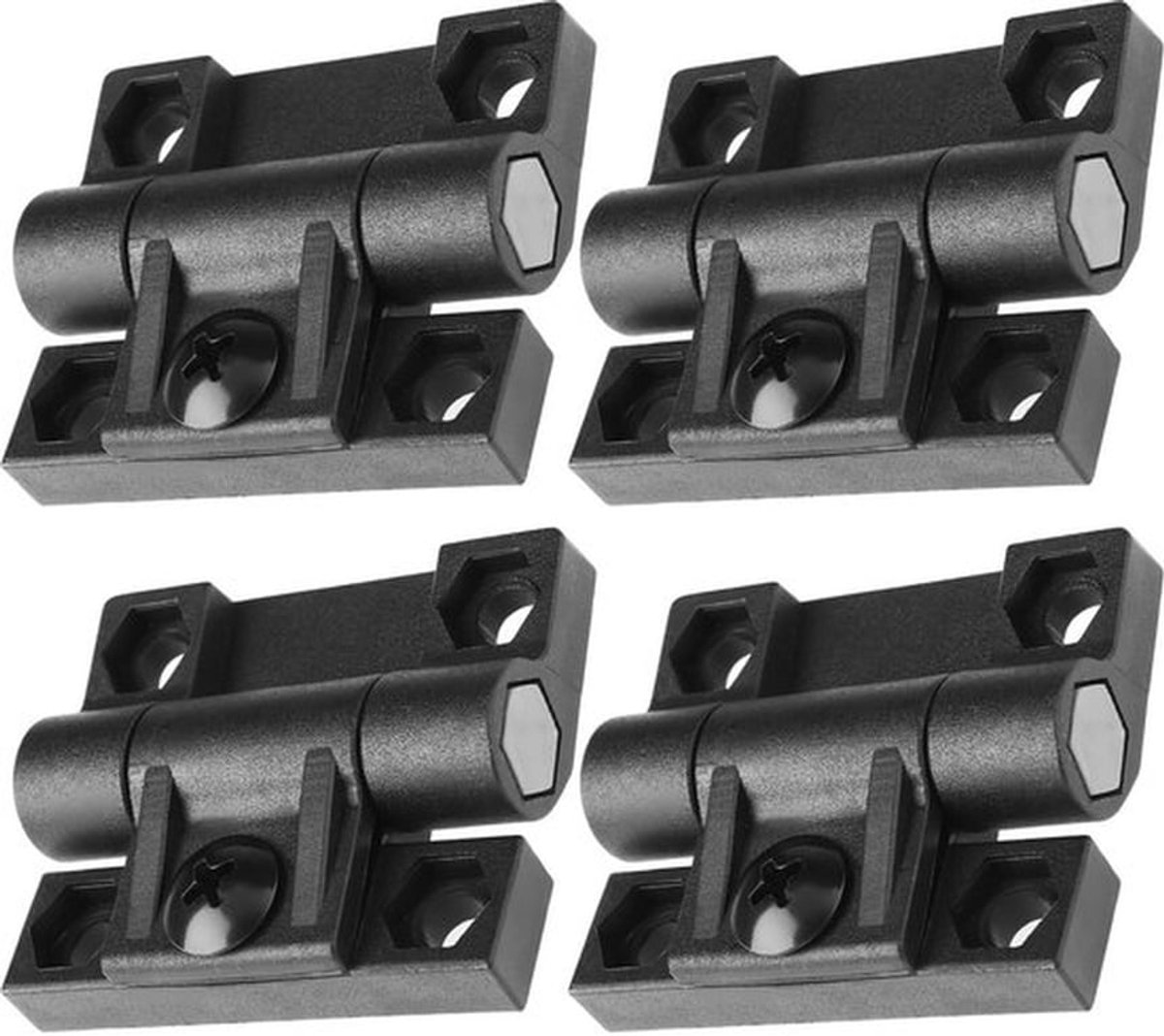 Scharnieren 4 Stuks - Verstelbare Koppel - Zwart Plastic - Demping en Positionering - Geschikt voor Garderobe Kast Deuren - Koppelscharnier