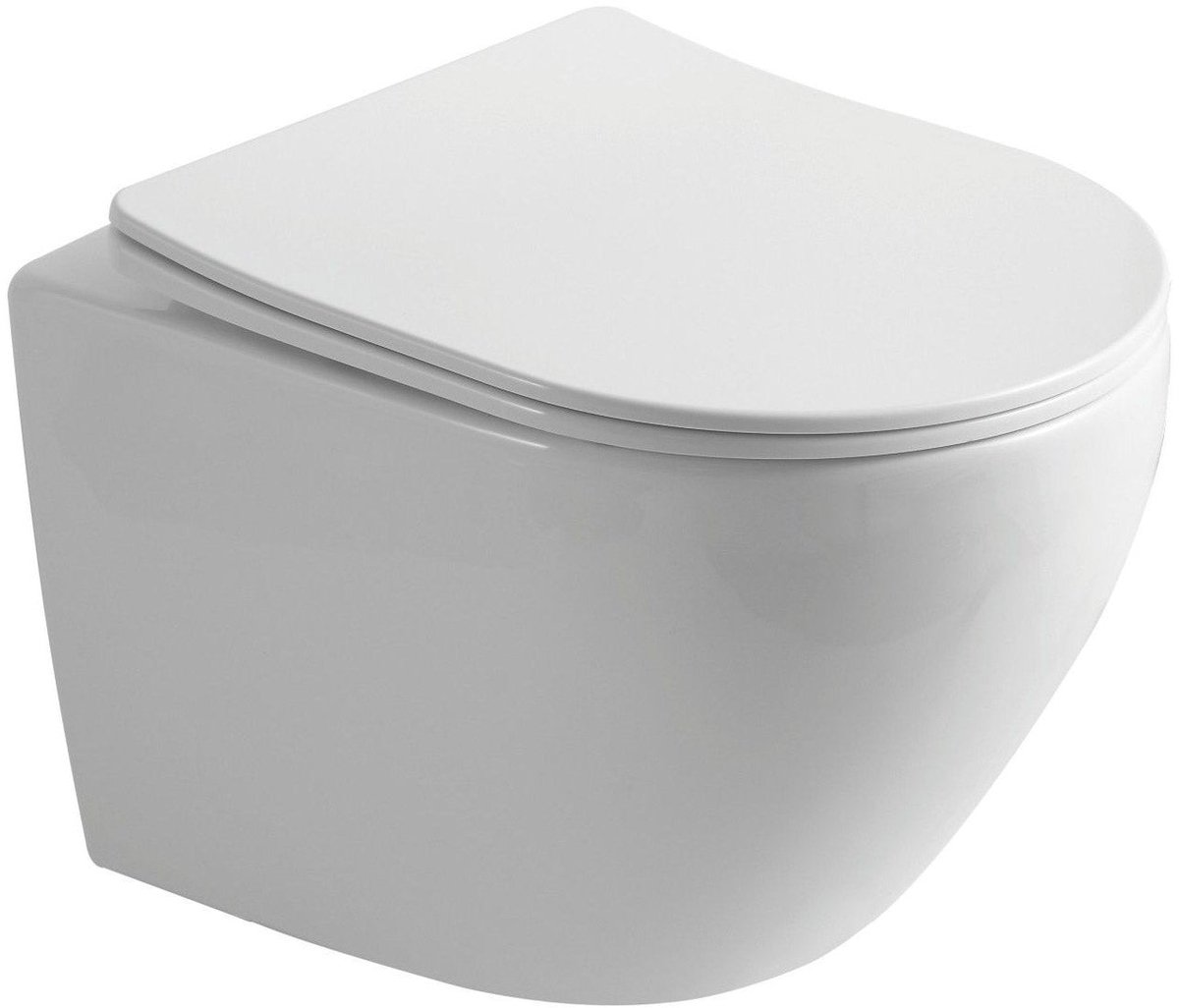 Wandcloset Sanitado Elements Lavina randloos met softclose toiletzitting in glanzend wit