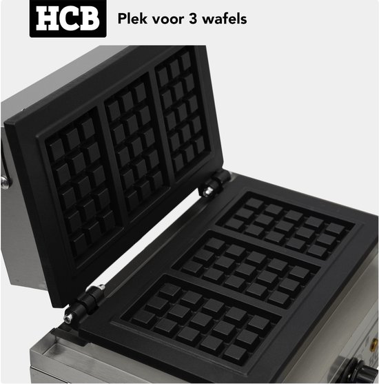 HCB® - Professioneel horeca Wafelijzer voor 4 Luikse wafels - Wafelmaker van RVS / INOX - 27x38x23.5 cm (DxBxH) - 20 kg - 9628 van HCB — afbeelding 4