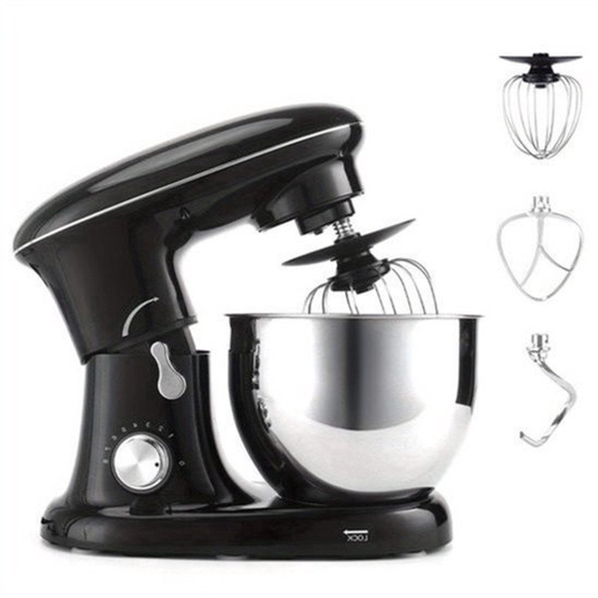 Keukenmixer – Mengmachine – Bakmixer – Deegkneder – Standmixer – 1400W Krachtige Motor – 4,5 Liter RVS Mengkom – Zwart