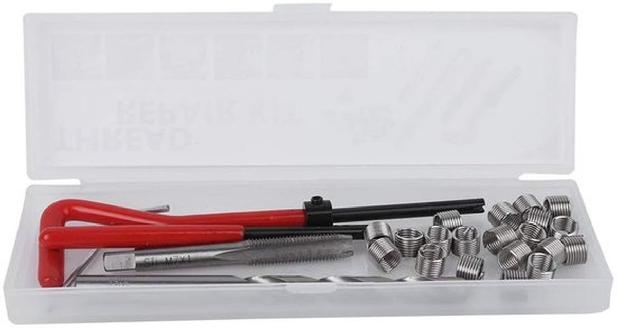 Draad Reparatie Insert Kit - 25 Stks - M7 - Helicoil Set - Transparante Plastic Doos - Efficiënte Reparatie - Schroefdraad Reparatieset