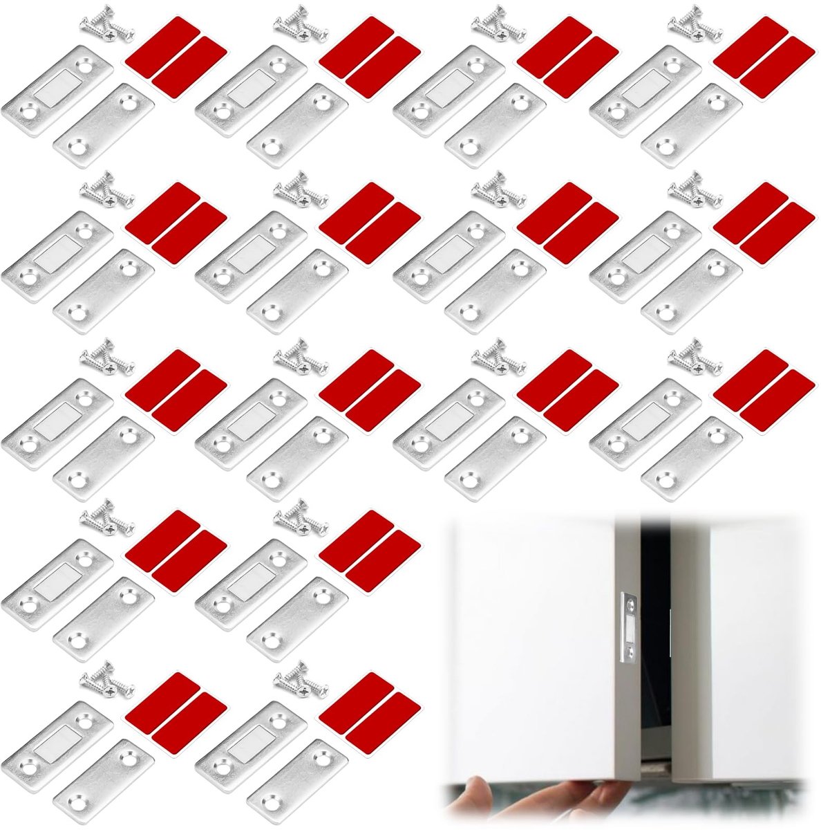 Solidchoice - Set van 16 Ultra-Dunne Zelfklevende Magneten voor Kastdeuren