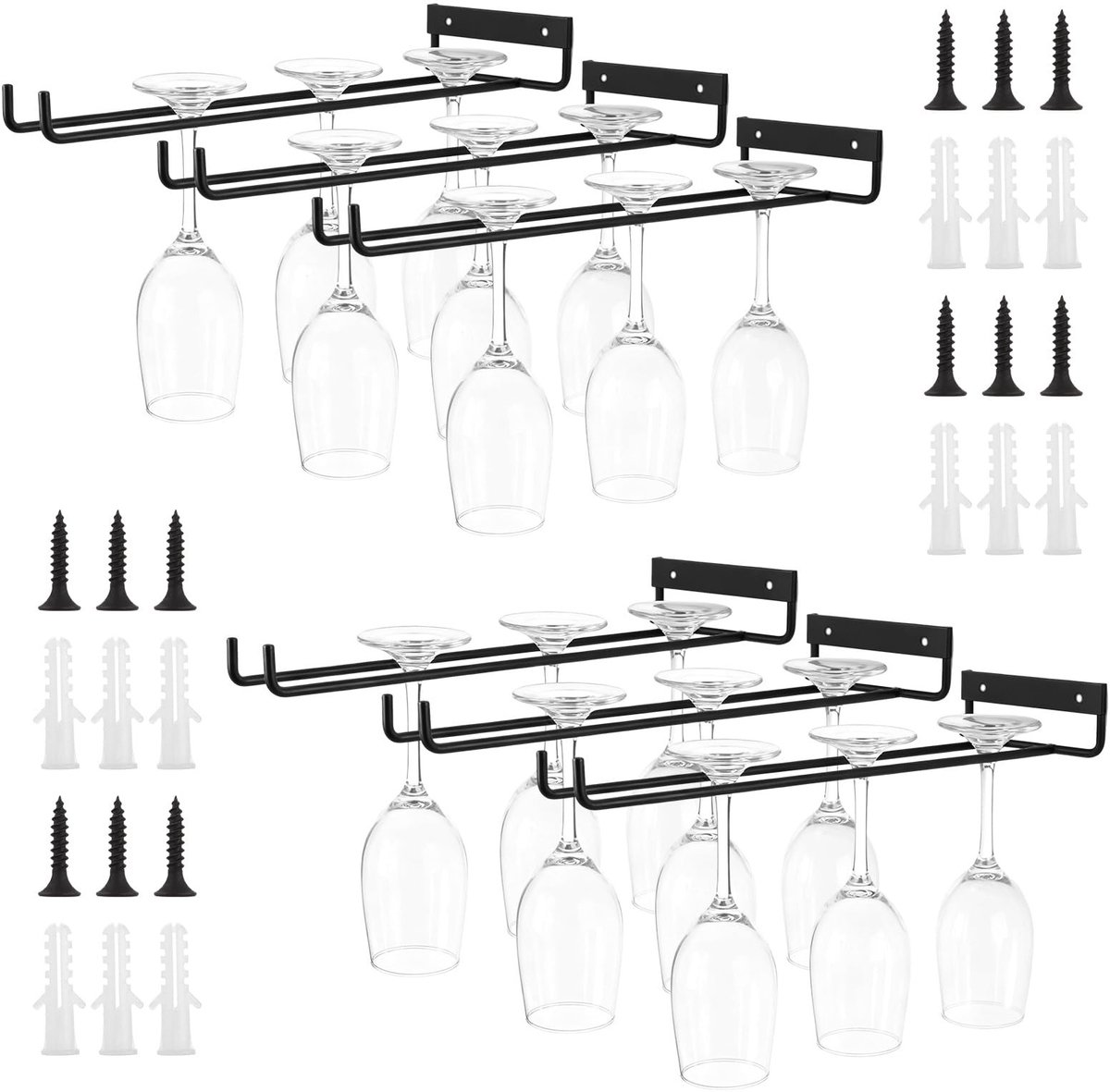 Solidchoice - Set van 6 Hangende Wijn Glashouders voor Keuken en Bar