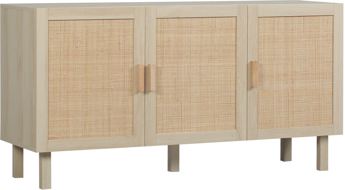 Homcom Dressoir - Spaanplaat - 136x41x70cm - Natuurlijk hout