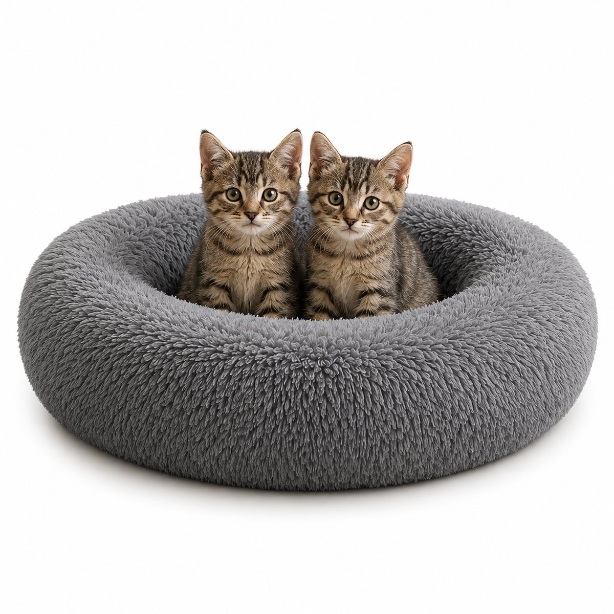 belviona Donut kattenbed, zacht pluche & verhoogde Rand Ø50 cm donkergrijs