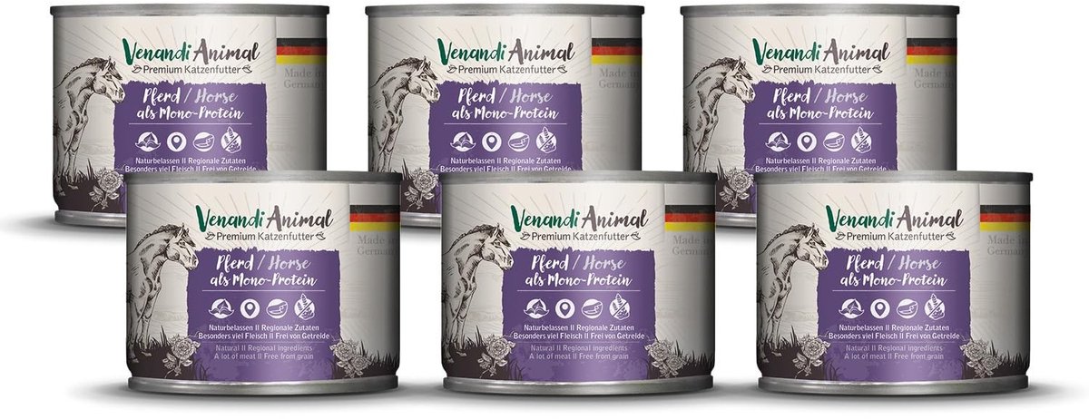 Solidchoice - Premium Kattenvoer met Paardenvlees, Glutenvrij, 6 x 200 g