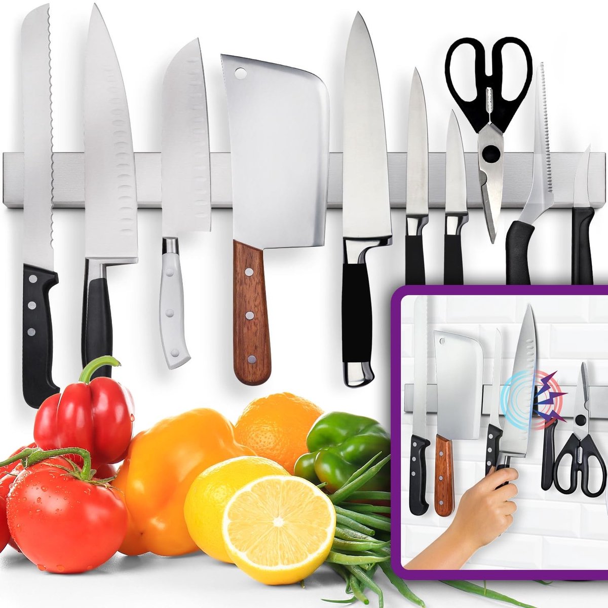 Solidchoice - Heavy Duty Magnetische Messenset Houder 61 cm