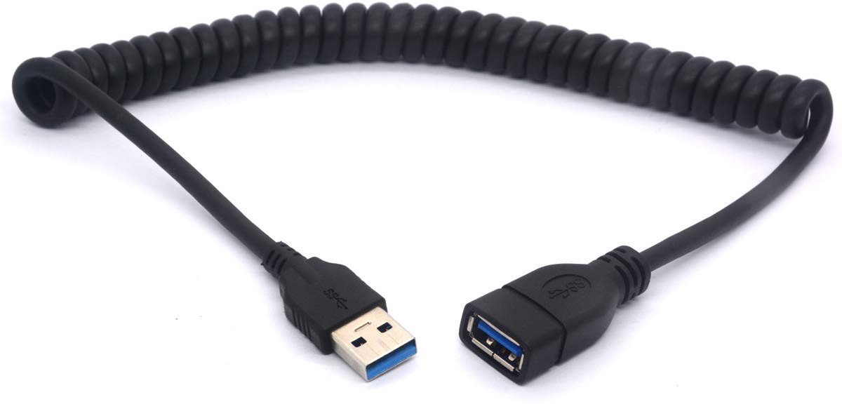Solidchoice - Spiral USB 3.0 Kabel Male naar Female 1.5m