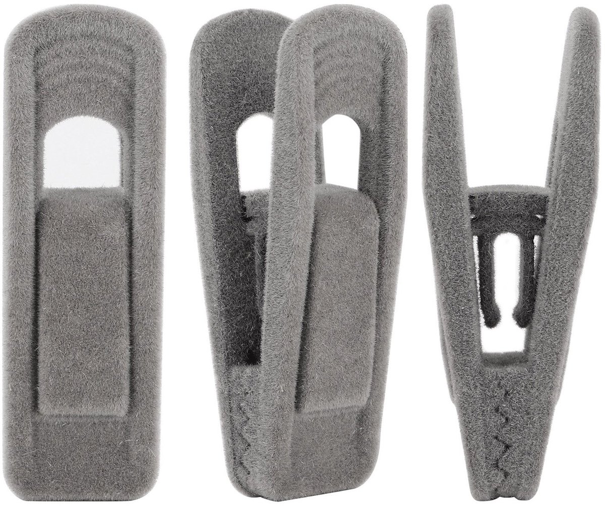 Solidchoice - Set van 20 Grijze Velours Hangerclips voor Slanke Kleding