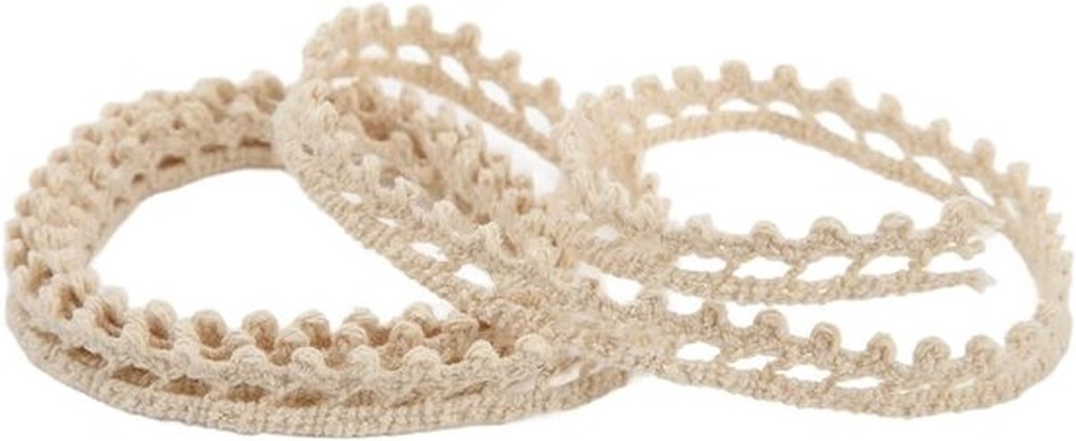 Vintage Beige Holle Kantlint van 20 Yards, 1CM Breed voor Bruiloft Decoratie, DIY Naaiprojecten en Creatieve Knutselwerkzaamheden