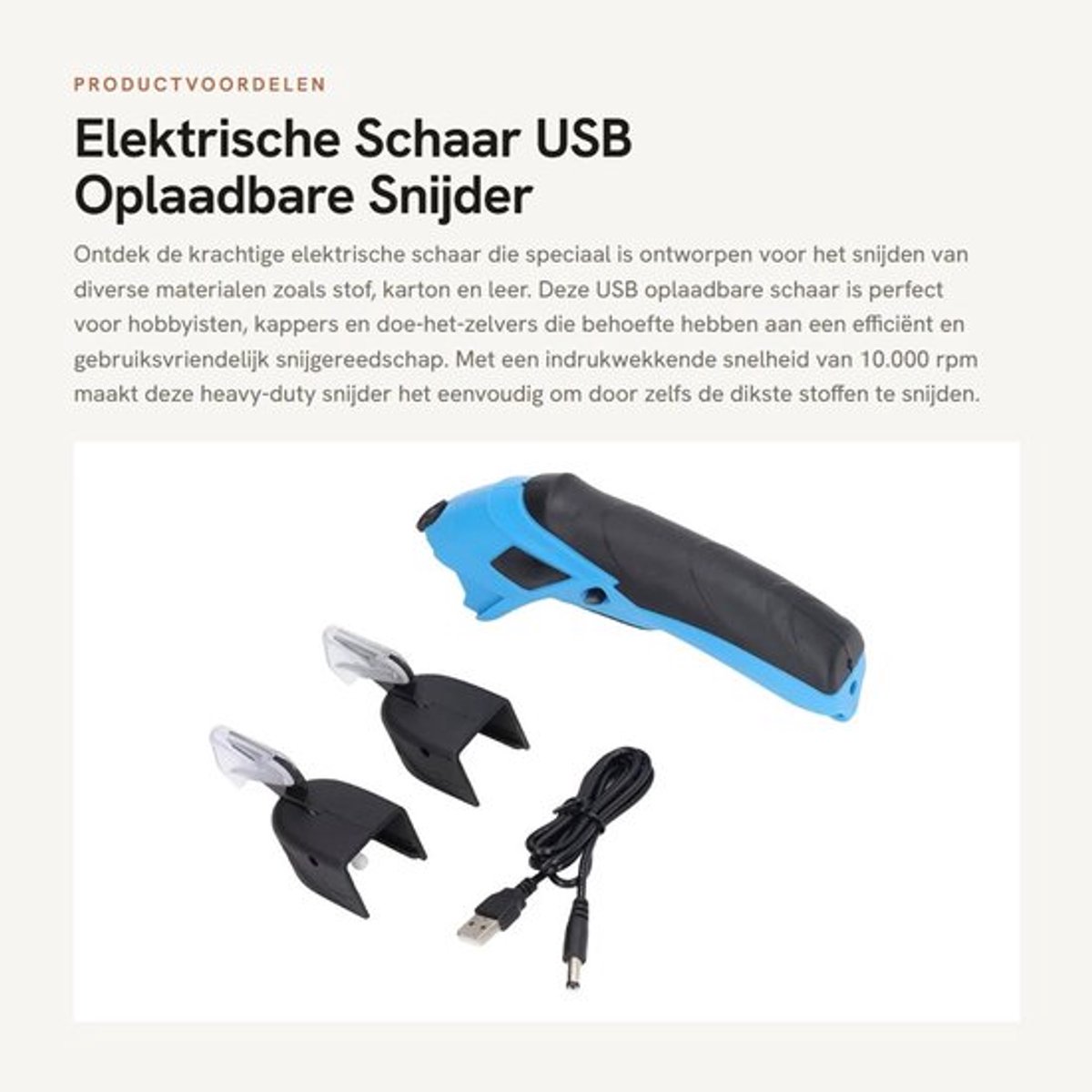 Elektrische Schaar - USB Oplaadbare Snijder - Heavy-Duty - Compact - Effectief voor Stof en Meer - Ideaal voor Creatieve Projecten - Voor...