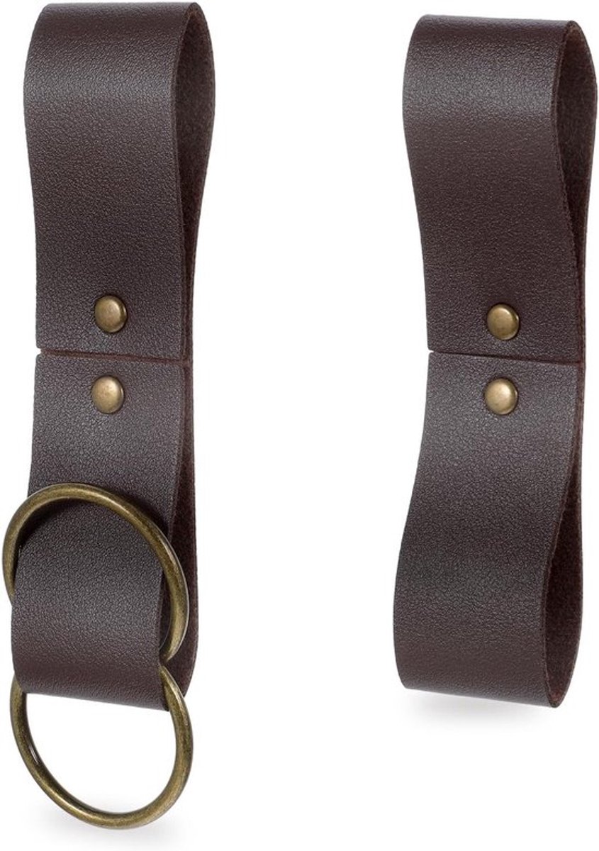 Set van 2 Middeleeuwse Riemen met Hangslot, PU Leren Rokriem voor Wandelen, Retro Kledingaccessoires en Rollenspel