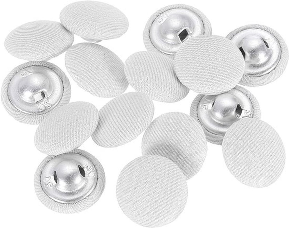 Gewatteerde knopen 15 mm, 24 stuks, metalen handgreep, ronde naai knopen voor kleding, jurken en handwerk in wit