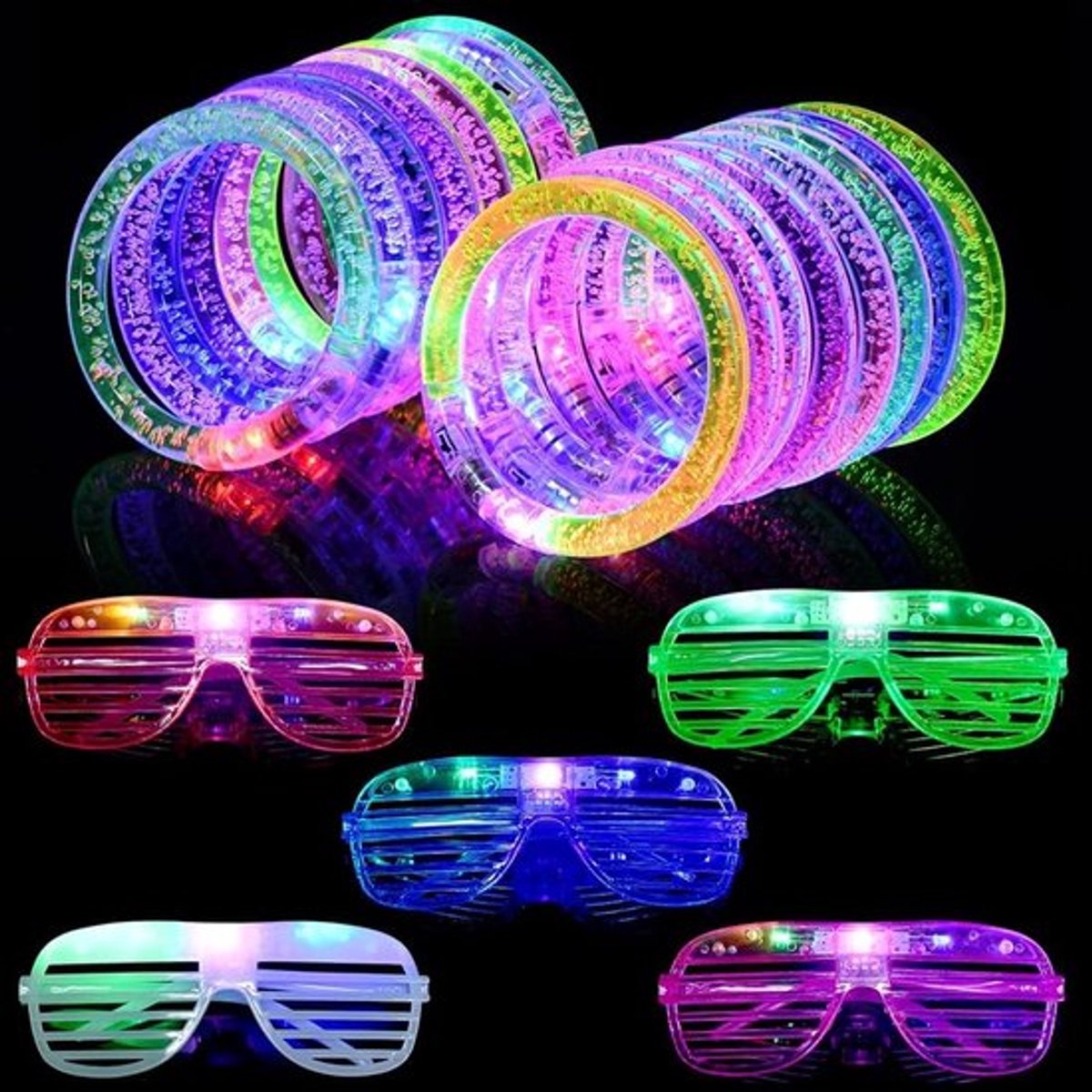 Feestartikelen voor Kinderen, LED Glow Speelgoed, Flitsende Armbanden en Brillen, Verjaardagscadeaus en Glow in the Dark Decoraties