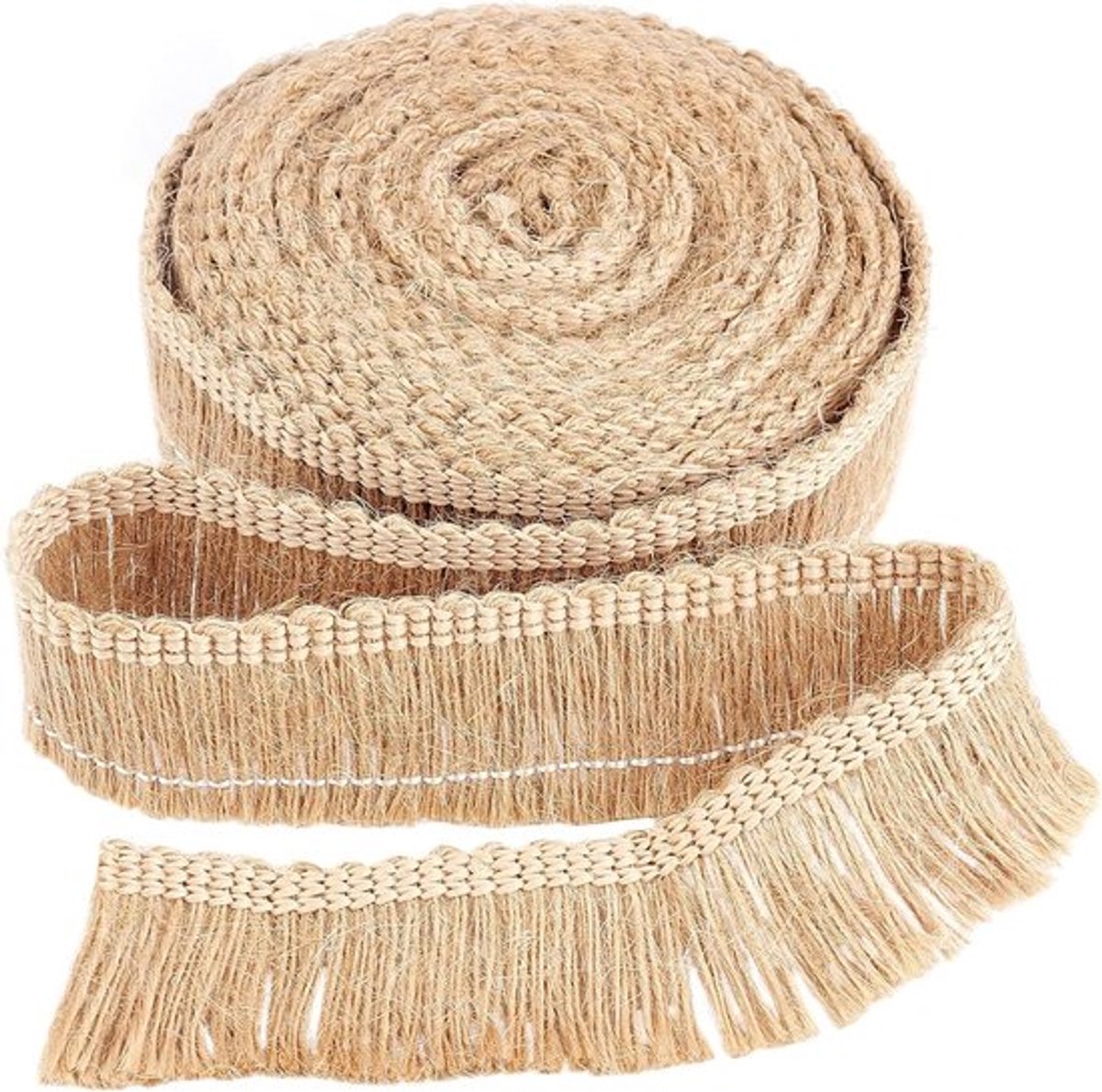 Jute franje-band - Handgemaakt - Plat - Jute koord - Naaien - franje - Geschikt voor Doe-het-zelf - hennep-touw - 5 meter - Decoratie - Latijnse trouwjurk - lampenkap
