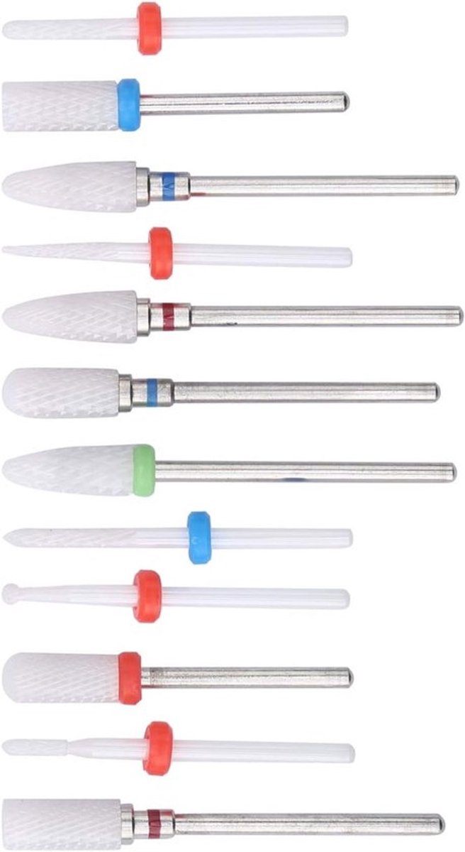 12-delige Set voor Nagelboor, Keramische Frees voor Nagels, Manicure en Pedicure Gereedschap voor Thuisgebruik, Perfect voor Nagelverzorging en Vormgeving