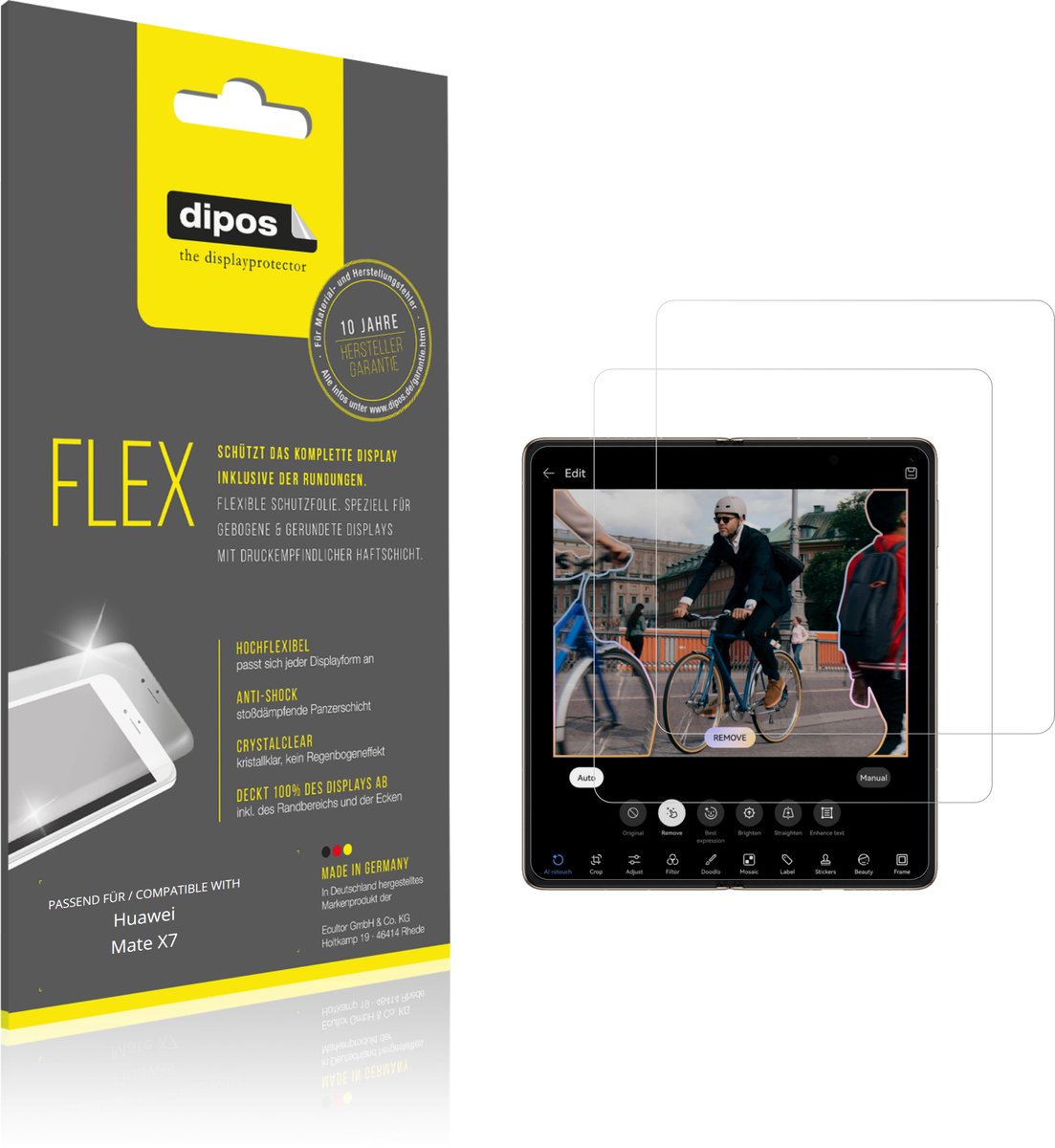 dipos – 2x Beschermfolie geschikt voor Huawei Mate X7 Innenseite | 3D Full Cover Screenprotector | 100% Passend