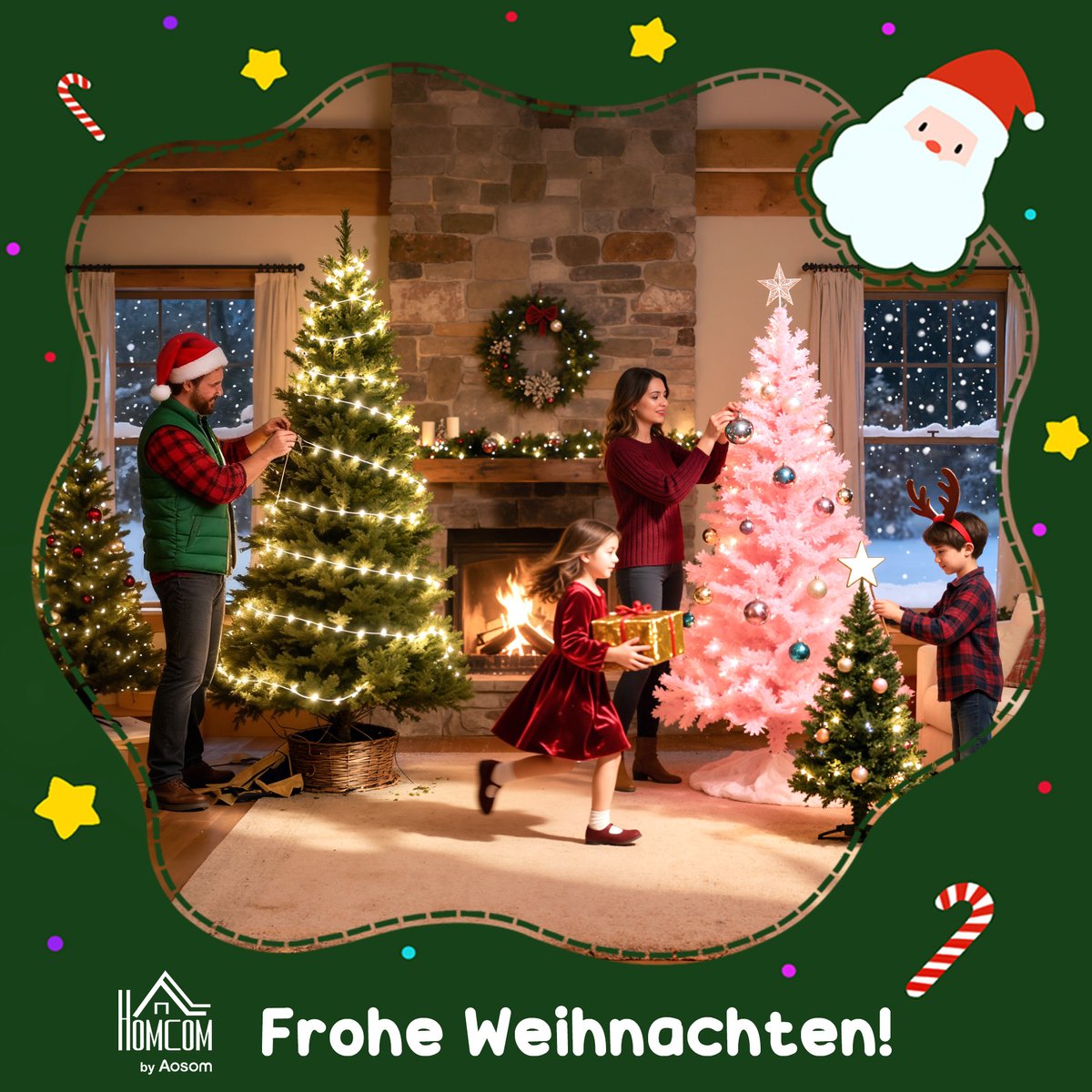 HOMCOM Kerstboom Kunststof, staal 105L x 105B x 180H cm Wit